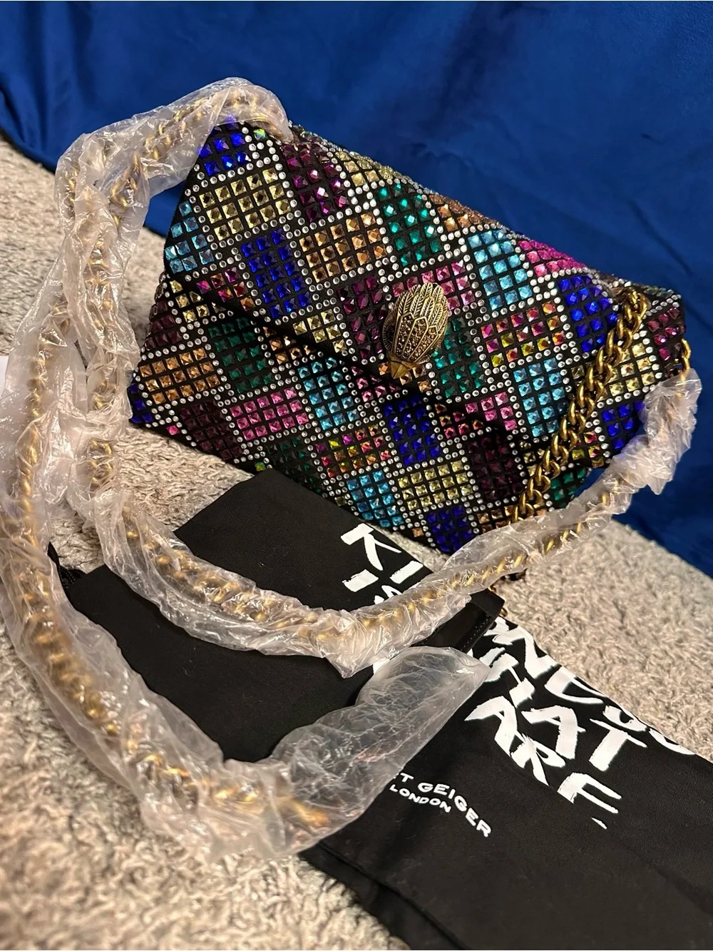 Kurt Geiger Multicolor Embellished rhinestones adjustable crossbody bag